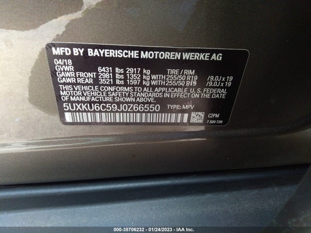 2018 BMW X6, VIN: 5UXKU6C59J0Z66550