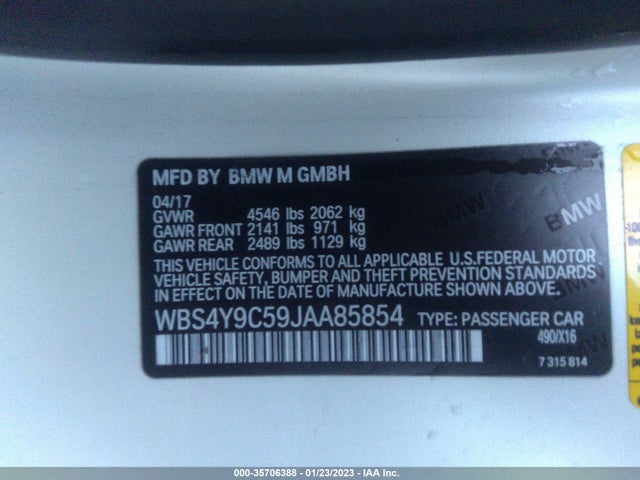 2018 BMW M4, VIN: WBS4Y9C59JAA85854