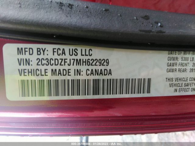 2C3CDZFJ7MH622929 Dodge Challenger R/t Scat Pack