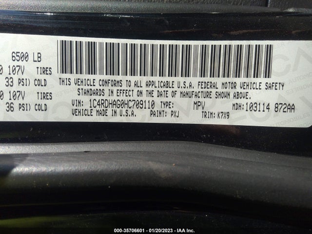 2017 Dodge Durango, VIN: 1C4RDHAG0HC709110