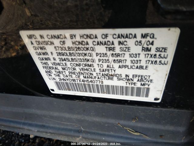 2HNYD187X4H540773 Acura Mdx Touring Pkg Res