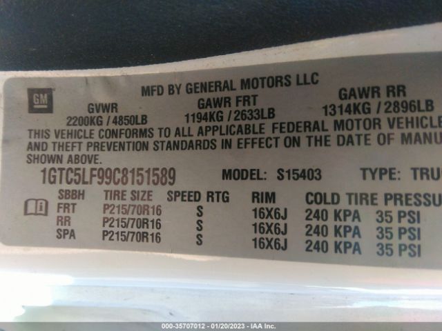 1GTC5LF99C8151589 GMC Canyon