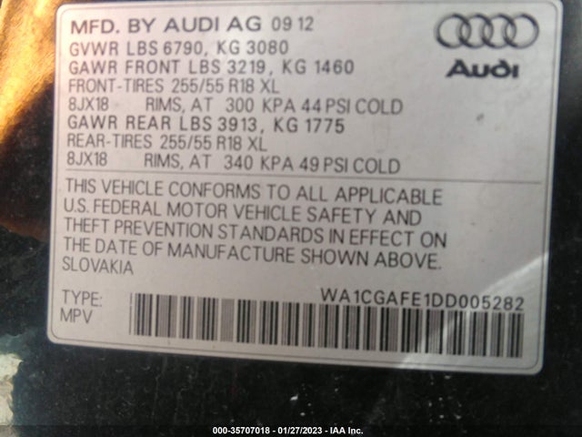 WA1CGAFE1DD005282 Audi Q7 3.0t Premium