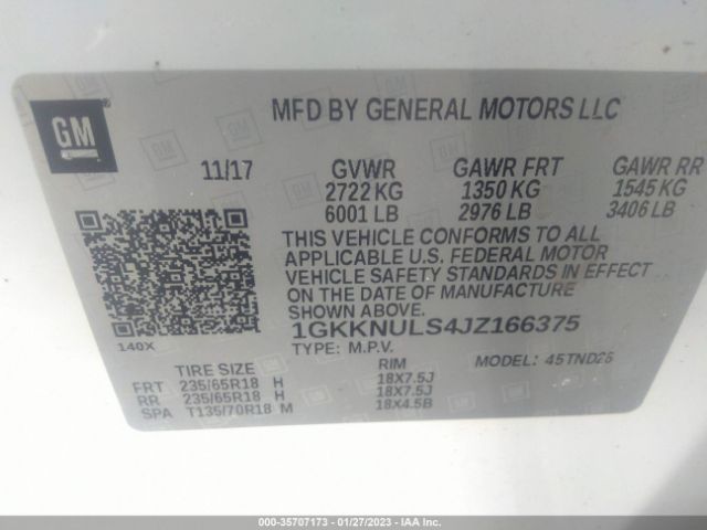 1GKKNULS4JZ166375 GMC ACADIA SLT