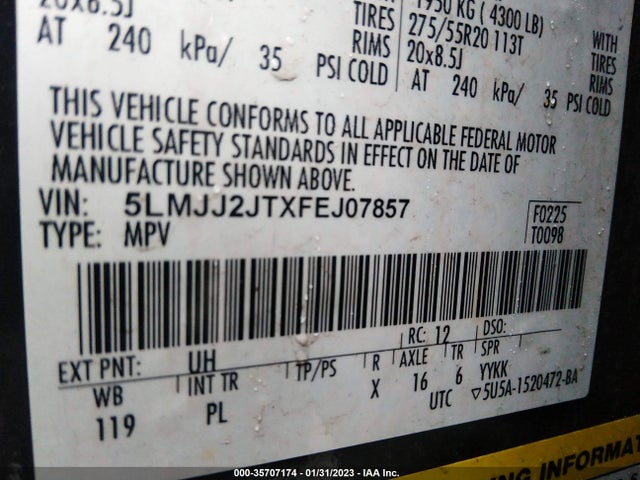 2015 Lincoln Navigator, VIN: 5LMJJ2JTXFEJ07857