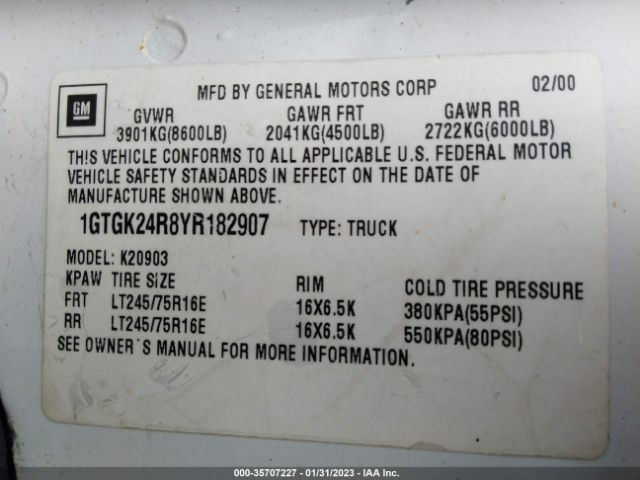 1GTGK24R8YR182907 GMC SIERRA 2500