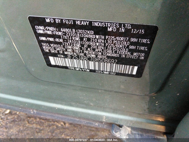 2016 Subaru Forester, VIN: JF2SJABC7GH508692