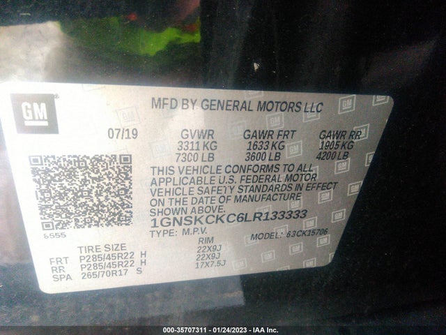 2020 Chevrolet Tahoe, VIN: 1GNSKCKC6LR133333