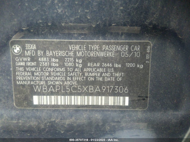 BMW 3 Series 335i Xdrive 2011 WBAPL5C5XBA917306 Image 10