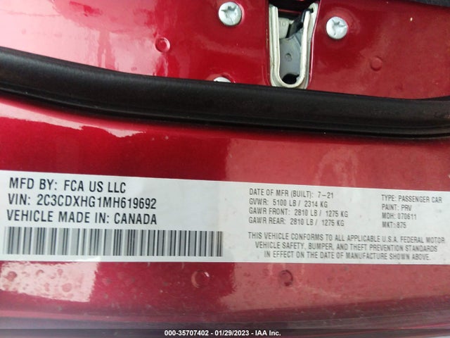 Dodge Charger 2021 2C3CDXHG1MH619692 Image 10