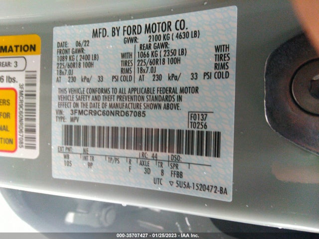 2022 Ford Bronco, VIN: 3FMCR9C60NRD67085