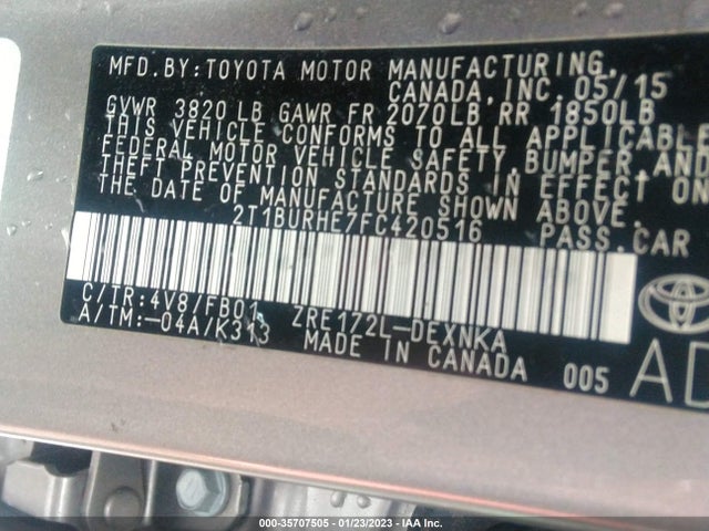 Toyota Corolla L/le/s/s Plus/le Plus 2015 2T1BURHE7FC420516 Image 11