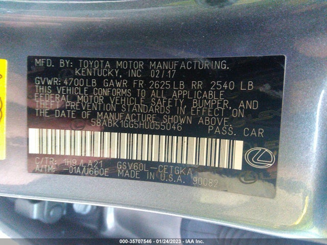 2017 Lexus ES, VIN: 58ABK1GG5HU055046