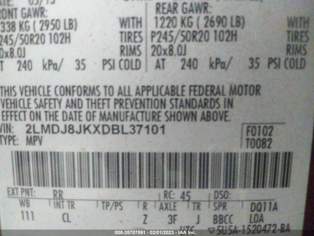 Lincoln MKX 2013 2LMDJ8JKXDBL37101 Image 10