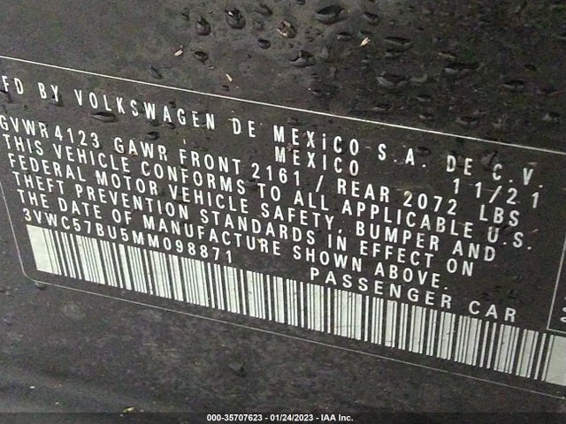 2021 Volkswagen Jetta, VIN: 3VWC57BU5MM098871