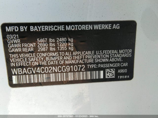 BMW 8 Series 840i 2022 WBAGV4C02NCG91072 Image 10