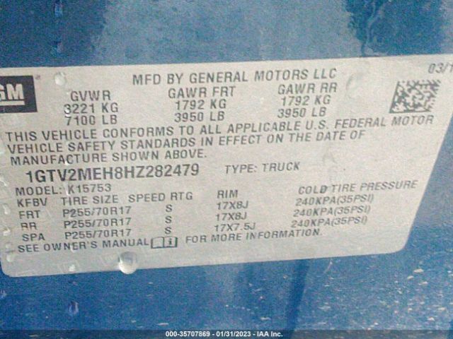 1GTV2MEH8HZ282479 GMC Sierra 1500 Sle