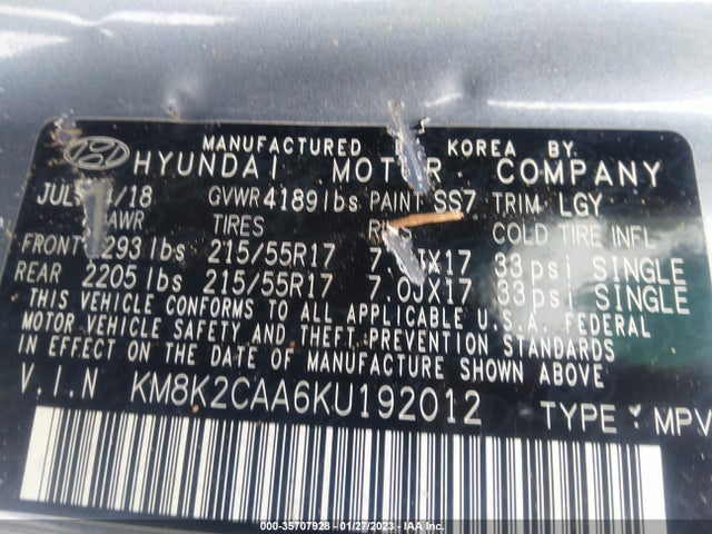 2019 Hyundai Kona, VIN: KM8K2CAA6KU192012