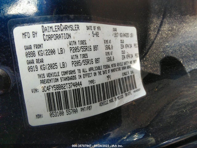 3C4FY58B82T374044 Chrysler Pt Cruiser Touring
