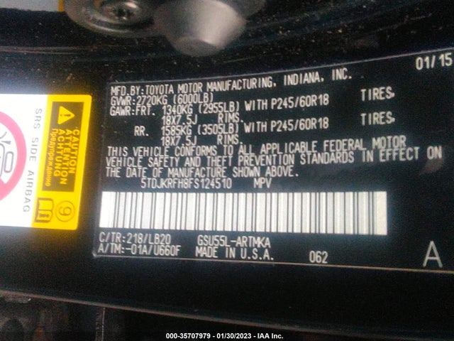 Toyota Highlander 2015 5TDJKRFH8FS124510 Image 11