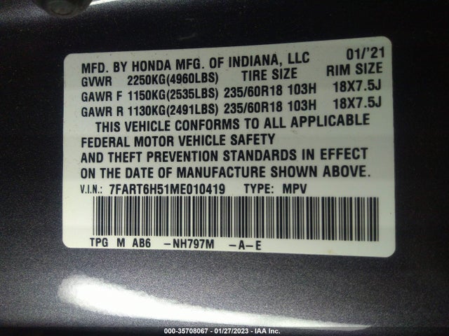 2021 Honda CR-V, VIN: 7FART6H51ME010419