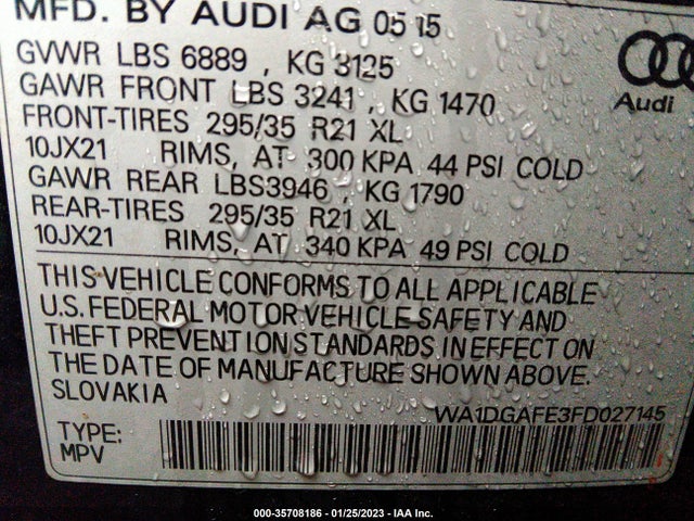 WA1DGAFE3FD027145 Audi Q7 3.0t S Line Prestige