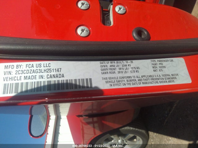Dodge Challenger Sxt 2020 2C3CDZAG3LH251147 Image 9
