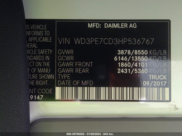 2017 Mercedes-Benz Sprinter, VIN: WD3PE7CD3HP536767
