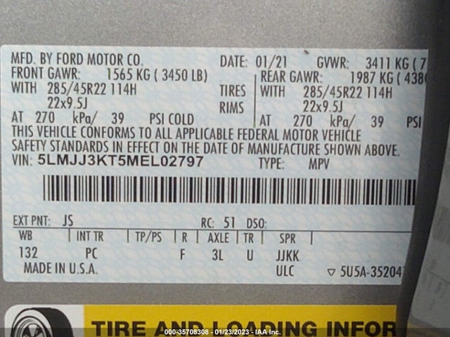 2021 Lincoln Navigator, VIN: 5LMJJ3KT5MEL02797