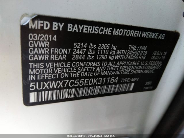 5UXWX7C55E0K31164 BMW X3 Xdrive35i