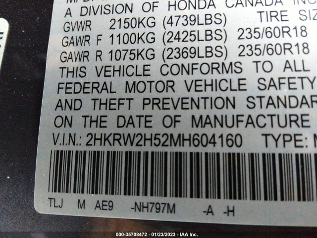 Honda CR-V EX 2021 2HKRW2H52MH604160 Image 10