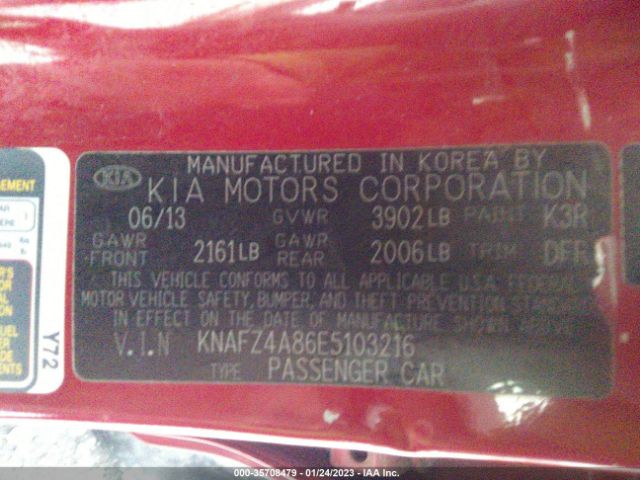 KNAFZ4A86E5103216 KIA FORTE EX