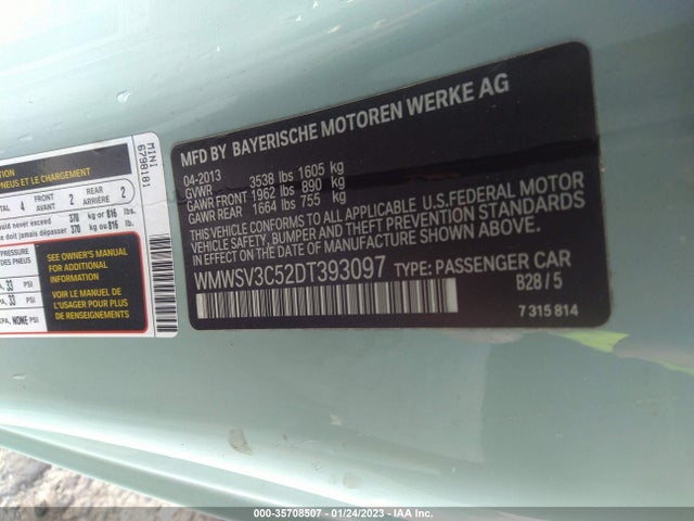 WMWSV3C52DT393097 Mini Cooper Hardtop S
