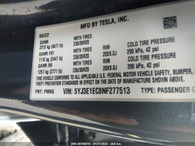 Tesla Model 3 Performance 2022 5YJ3E1EC8NF277513 Image 10