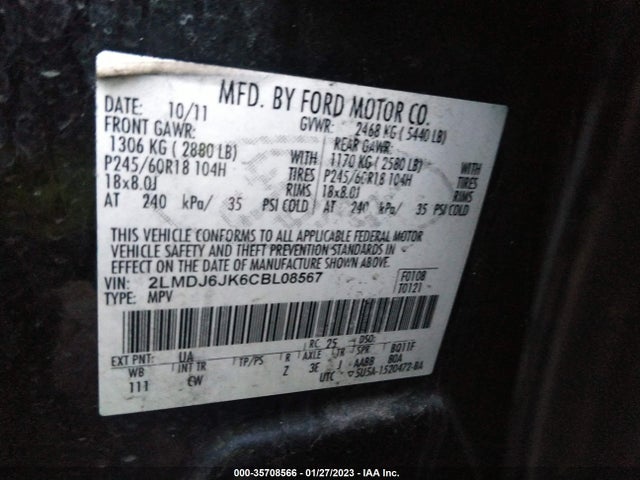 Lincoln MKX 2012 2LMDJ6JK6CBL08567 Image 10