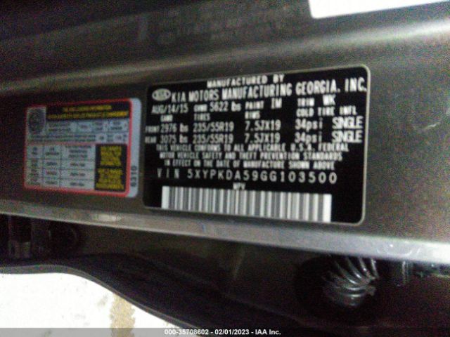 5XYPKDA59GG103500 KIA SORENTO SX