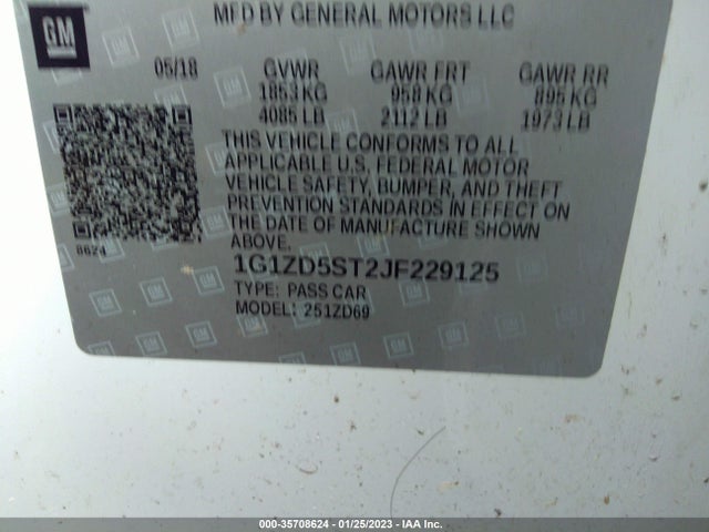 Chevrolet MALIBU LT 2018 1G1ZD5ST2JF229125 Image 10