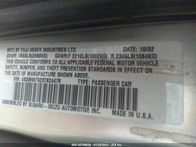 4S3BH675237624478 Subaru Legacy Wagon Outback