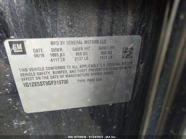 Chevrolet MALIBU LT 2016 1G1ZE5ST9GF319796 Image 9