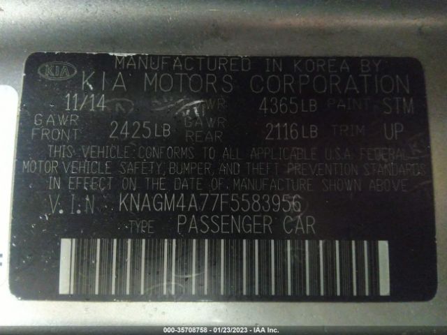 KNAGM4A77F5583956 KIA Optima