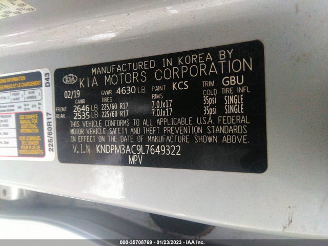 2020 Kia Sportage, VIN: KNDPM3AC9L7649322