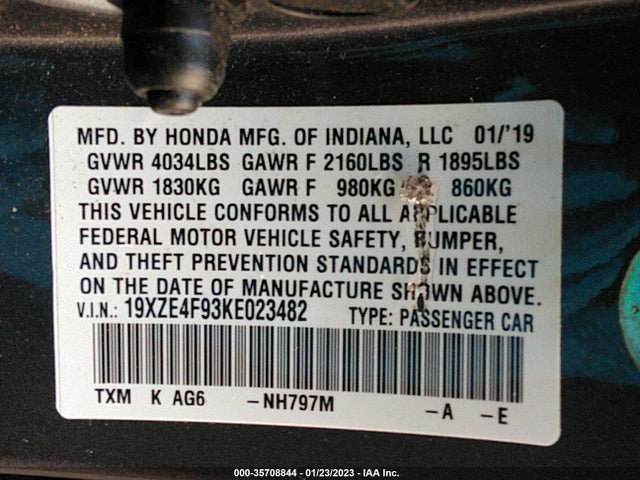 2019 Honda Insight, VIN: 19XZE4F93KE023482