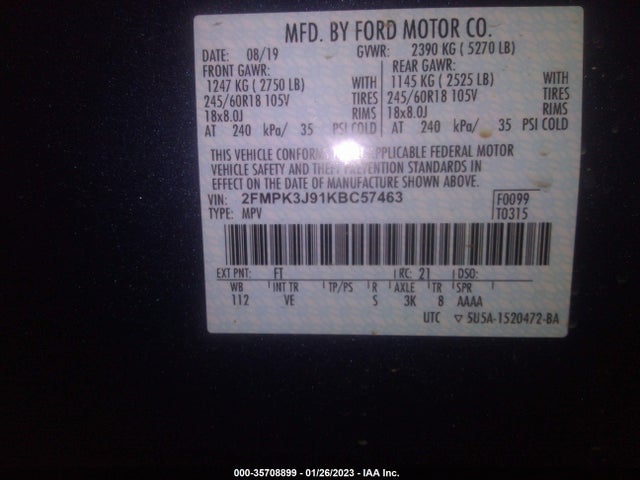 2019 Ford Edge, VIN: 2FMPK3J91KBC57463