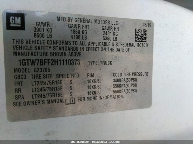 GMC SAVANA CARGO VAN 2017 1GTW7BFF2H1110373 Image 9