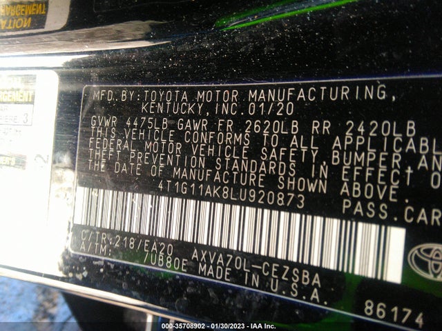 Toyota CAMRY SE 2020 4T1G11AK8LU920873 Image 11