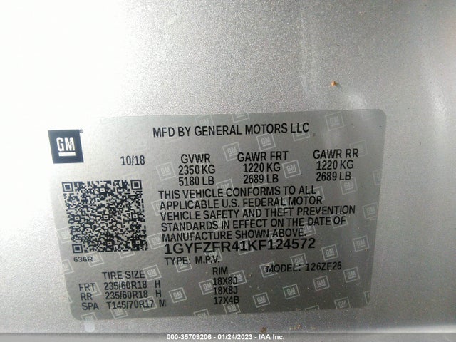 2019 Cadillac XT4, VIN: 1GYFZFR41KF124572
