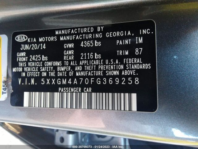 5XXGM4A70FG369258 KIA Optima Lx