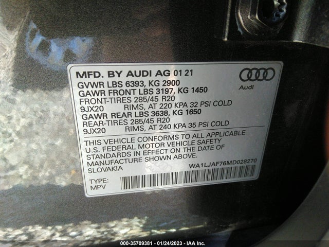 WA1LJAF76MD028270 Audi Q7 Premium Plus