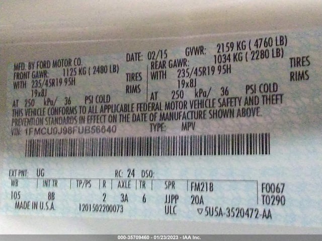 2015 Ford Escape, VIN: 1FMCU0J98FUB56640