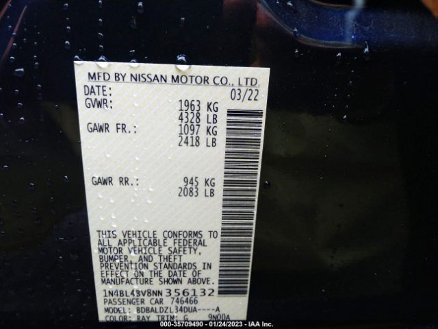 1N4BL4BV8NN356132 Nissan Altima 2.5 S